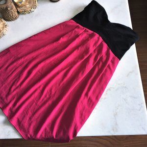 Club Monaco pink & black strapless dress, sweetheart neckline, empire waist